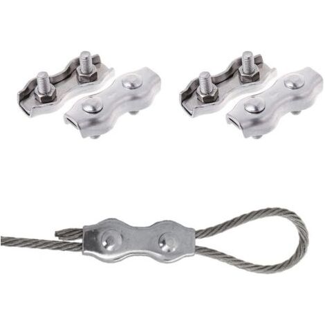 Serre-câbles Duplex M4 pour auvent de corde à linge en acier inoxydable 304 avec 4 pièces (1/4)