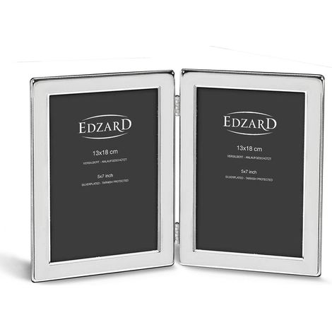 Cadre photo double pliable pour 2 photos 13 x 18 cm, plaqué argent, anti-ternissement - PANGIVO (1/5)
