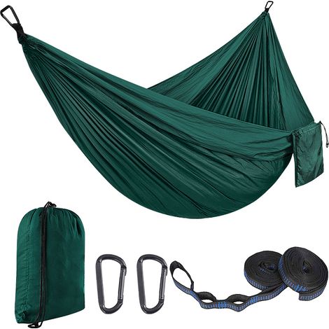 Filiyano-Hamac portable d'extérieur pour le camping, tapis de balançoire en nylon 210D pour jardin (vert foncé 02/270X140Cm) (1/5)