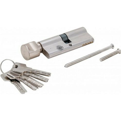 Cylindre De Serrure - 80 mm - Poignée Rotative - Compatible Portes Standards - 5 Clés Incluses (1/2)