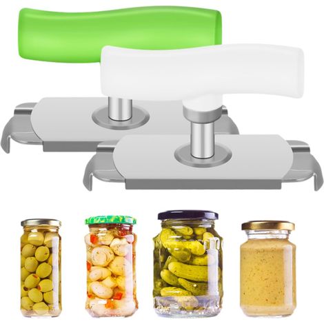 Ouvre Bocal Sans Effort, Multifonctionnel Ouvre Bouteille Ajustable, Ouvre Boite de Conserve Ouvre Couvercle Facile à Ouvrir Avec PoignéE Ajustable Pour Canettes en Aluminium Cola (Blanc + Vert) (1/5)