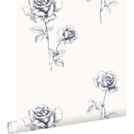 papier peint roses bleu - ESTAhome (1/5)