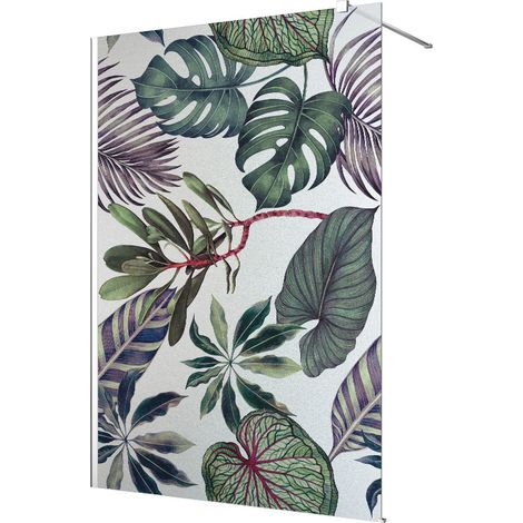 Stickers paroi de douche dépoli - Feuilles Tropicales - 110 x 200 cm (1/2)