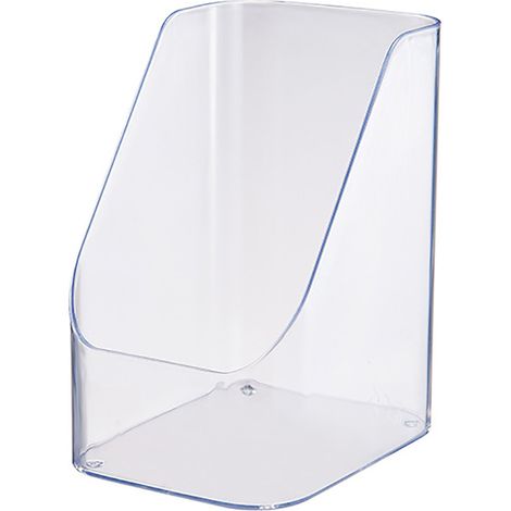 Boîte de rangement bureau, organisateur maquillage plastique transparent salle de bain, bac alimentaire design biseauté, rangement polyvalent (1/5)