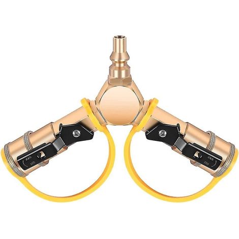 Adaptateur split en Y à connexion rapide 1/4" pour propane de VR avec vanne d'arrêt, prise à débit total, GPL bidirectionnel (1/5)