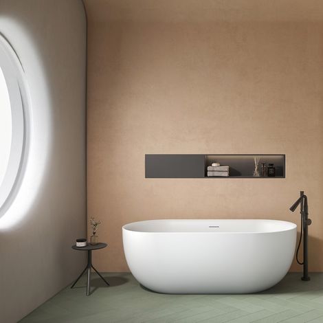 Vasca da bagno centro stanza 170 cm acrilico bianco opaco KD1500 Kamalu