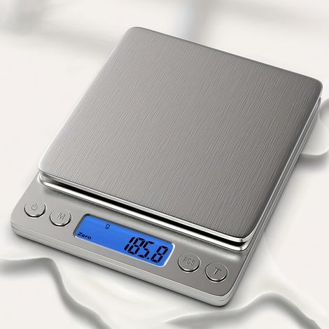 Balance de Précision 0,01g, 500g/0.01g Balance de Cuisine, Balances de Bijoux avec Fonction Tare et Compte, Balance de Poche avec Écran LCD Rétroéclairé (Acier Inoxydable&Argent) (1/4)