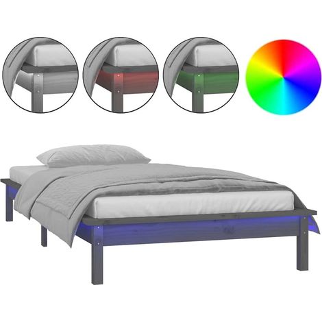 Maison Exclusive - Estructura de cama con LED madera maciza gris (1/5)