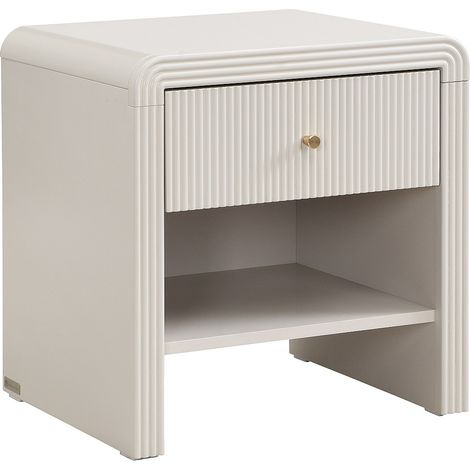 Comodino con 1 cassetto e 1 nicchia MDF Beige e dorato - Lotto di 2 - MIRENALO (1/4)