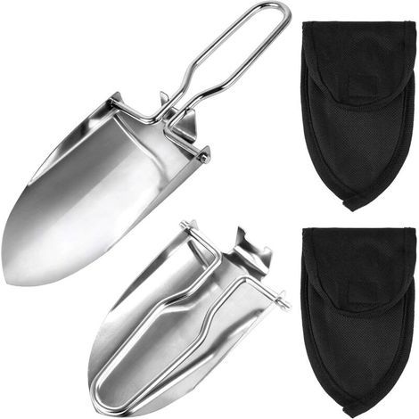 2Pcs Outils de Jardinage, Pelle de Jardin en Acier Inoxydable, Transplantoirs de Jardinage avec 2 Pochettes de Transport, Pelle Pliante (1/5)
