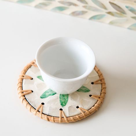 2 Plateau rond en rotin pour la décoration et le service de la cuisine – Table basse, ottomane, lit, canapé (1/5)