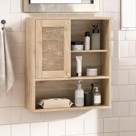 Meuble de salle de bain bois naturel 60 x 19,8 x 65 cm (1/5)