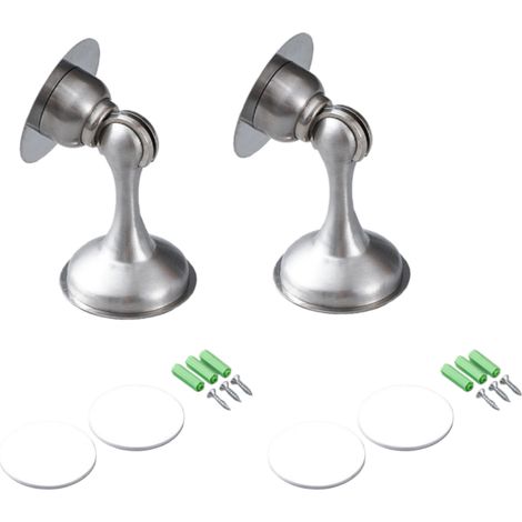 Lot de 2 Butées de porte Magnétiques, cales de Porte Intérieures pour Plinthes, Butées de Porte au sol avec loquet Auto-adhésif, vis Dissimulées