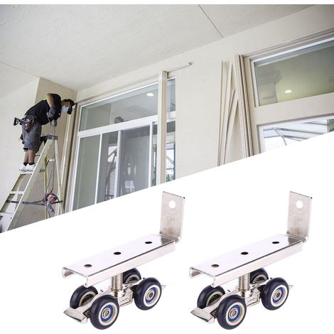 4 roulettes silencieuses en acier inoxydable pour portes coulissantes en bois et meubles (1/5)