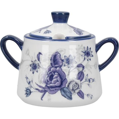 London Pottery - Sucrier (céramique, 13 x 8 x 10 cm), couleur : bleu