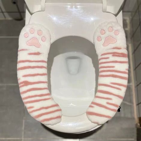 Couvre-Abattant De Toilette - Flanelle Douce - Antidérapant - Réutilisable - Lavable - Pour Siège Rond Et Allongé - 1 Pièce (1/5)