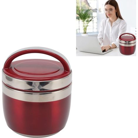 Boîte à déjeuner sous vide de 1,5 l, en acier inoxydable 304, boîte à bento portable pour employés de bureau(rouge) (1/5)