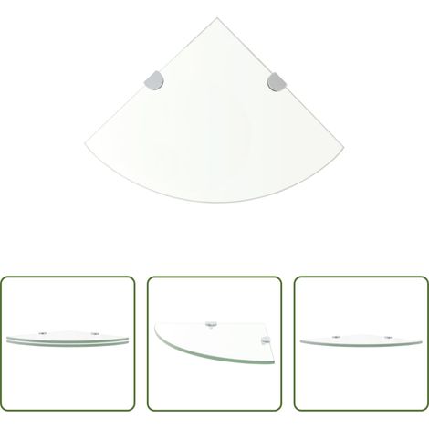 Eckregal -  Eckregale 2 Stk. mit Verchromten Halterungen Glas Transparent (1/5)