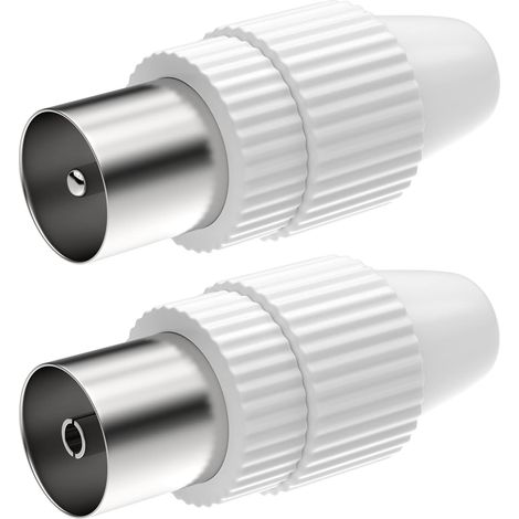 Koaxialstecker (männlich/weiblich) für Kabelfernsehen, IEC-konform, für Satellitenantenneninstallationen, Schwarz, 4K UHD, Weiß (1/4)