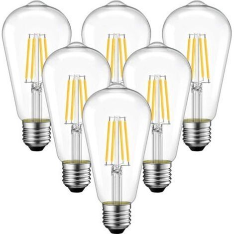 E27 4W LED-Filamentlampen – 6er-Pack, warmweißes Licht 3000K, Klarglas, für Kronleuchter und Pendelleuchten (1/5)