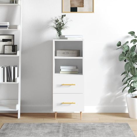 Sideboard Hochglanz-Weiß 34,5x34x90 cm Holzwerkstoff