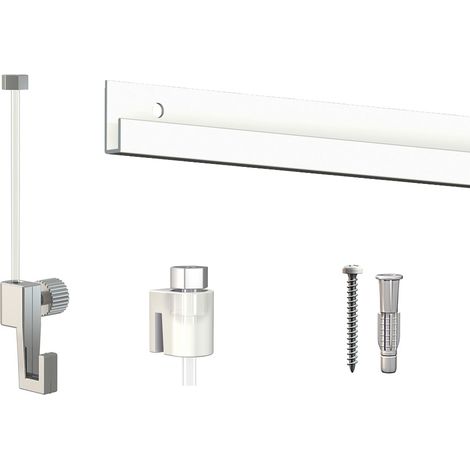 Cimaise Box Artiteq Classic ÉCO + fils perlon - Kit accrochage tableau 6 mètres , Blanc