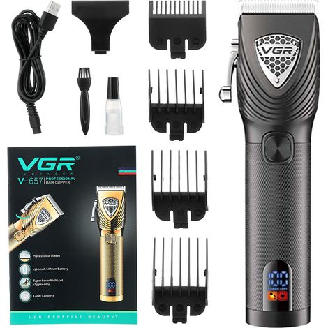 Tondeuse à cheveux en métal noir avec tondeuse spirale et rasoir électrique à gratter (1/5)