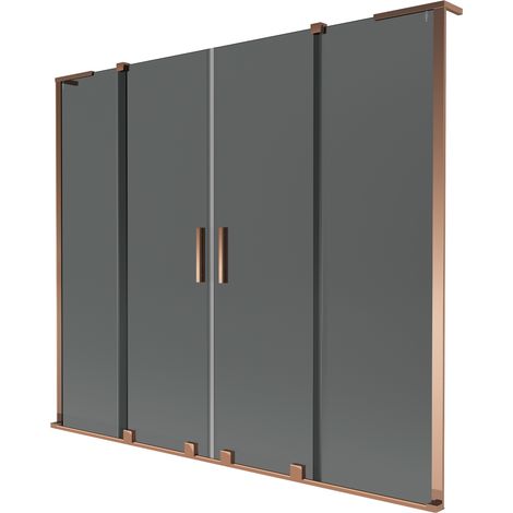 Mexen Velar L Duo Badewannenfaltwand 2-flügelig 200 x 150 cm, grafit, roségold - 896-200-003-42-60 (1/2)
