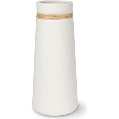 Vase en Céramique pour Herbe de la Pampa, Vase à Fleurs Blanc comme Décoration Moderne de Salon Bobo, Vase de 21 cm, blanc m (1/4)