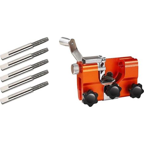 Kit D'Affûtage de Chaîne de Tronçonneuse Portable, Orange, avec 5 Tiges D'Affûtage pour Tronçonneuses à Chaîne et Électriques. (1/5)