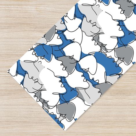 Tappeto da cucina antiscivolo, antimacchia passatoia multiuso 50x150 - Face blu