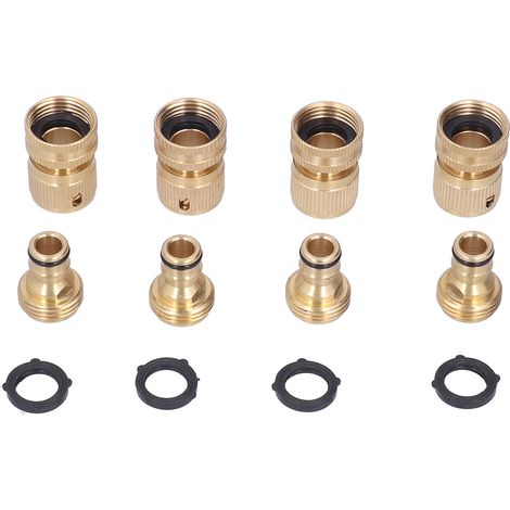 4 raccords rapides en laiton pour tuyau d'arrosage 3/4 pouce GHT - Connecteurs de filetage pour jardin (1/5)
