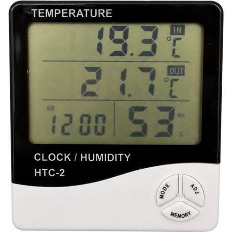 Thermomètre hygromètre + horloge + calendrier - Sans sonde extérieure