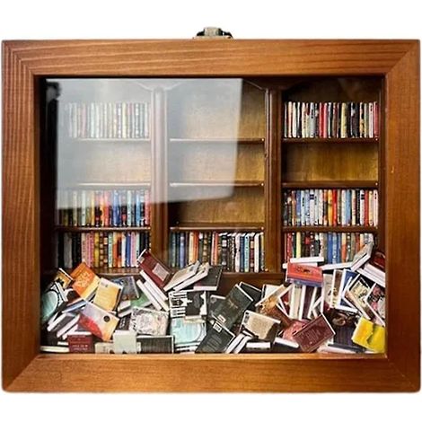 Étagère anti-anxiété « Secouez votre anxiété », décoration d'étagère, décoration de Noël pour les amoureux des livres, livre miniature - cdsx (voir photo) (1/5)