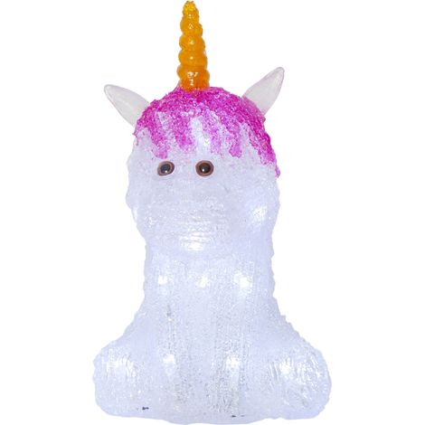 Einhorn-Dekoleuchte ,Crystaline', LED, batteriebetrieben, Timer, weiß-pink, H 25cm (1/4)