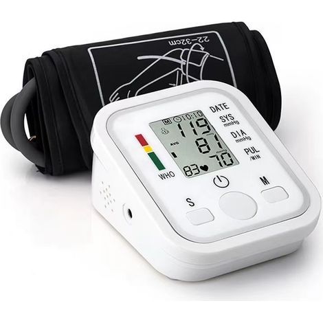 Monitor de presión arterial con pantalla LCD digital, medidor de frecuencia cardíaca y tonómetro para el brazo. (1/4)