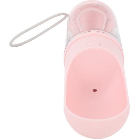 Stilvolle, leichte, auslaufsichere, einteilige Hunde-Wasserflasche – tragbarer Wasserspender für Haustiere, 330 ml, rosa. (1/5)