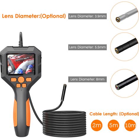 Endoscope industriel 1080p numérique étanche IP68, caméra serpent, prise de photos et de vidéos électroniques, inspection portable avec écran IPS 2,8 pouces et éclairage LED pour véhicules de pipeline (1/5)