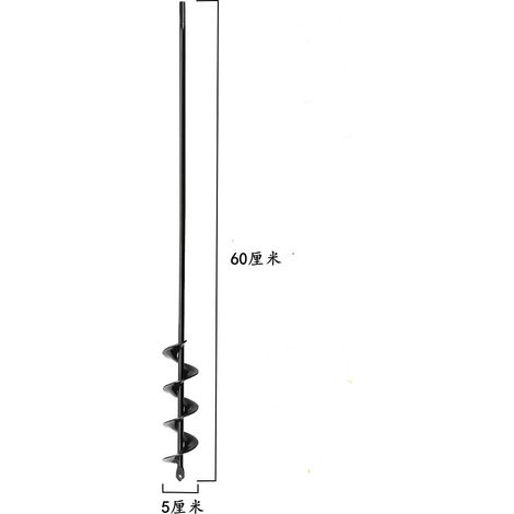 Trapano, Trapano da terra per installazione di recinzioni, Trapano manuale, Trapano a barra di torsione piccolo, Accessori da giardino, Allentamento della piantagione di fiori (Nero - Diametro 5 cm x 
