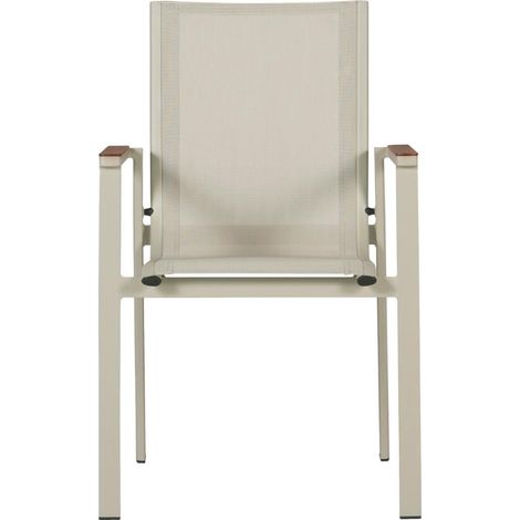 Marianne chaise de jardin avec accoudoirs empilable couleur sable.