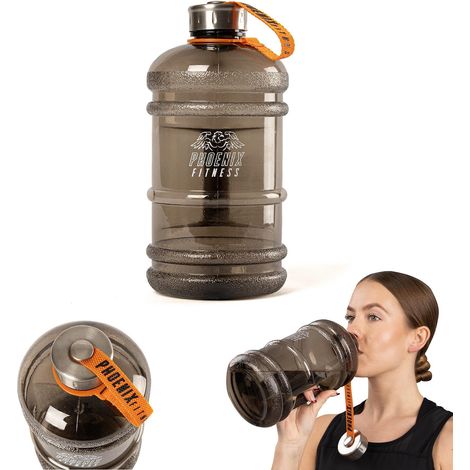 Auslaufsichere Sport-Trinkflasche mit Griff und Tragegurt, ideal für Zuhause, Fitnessstudio, Reisen und Outdoor-Aktivitäten: Rauchgrau, 2 Liter (1/5)