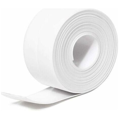 (Blanc, 3,8 cm x 3,2 m) Bande d'étanchéité en silicone pour salle de bain, bande d'étanchéité en PE auto-adhésive imperméable pour baignoire, douche, toilettes, cuisine, évier et protection mur (1/4)