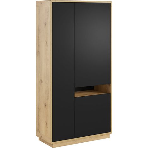 Armadio 3 ante Raven nero opaco e marrone 181cm (1/5)