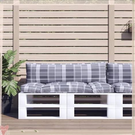 360936 Coussins de palette 2 pcs carreaux gris tissu (1/5)