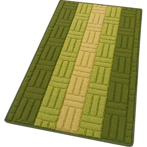 Tappeto Cucina Tessitura 3D Verde 100% Made in Italy Bordato Assorbente Antiscivolo In Varie misure - 57x40 cm