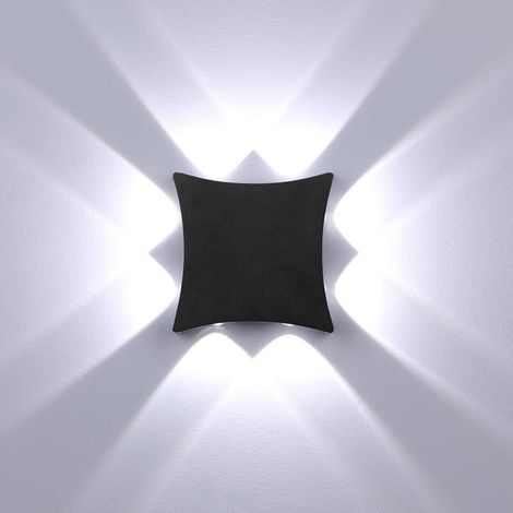 Applique Murale LED Extérieur Intérieur Applique Murale 8W Étanche IP65 Applique Murale Noir Éclairage Mural pour Salle de Bain Couloir Chambre d'Enfant Escalier Salon Chambre Blanc Froid - RWLuminair (1/5)