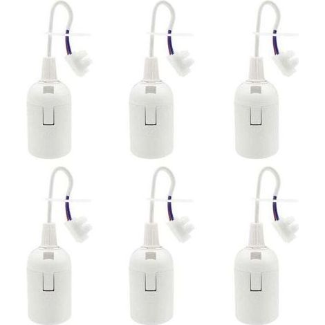 6 Pièces Douille E27 Support D'ampoule 4A 250V Douille Chantier pour Ampoules à Incandescence et Ampoules LED ou Industrie (max.60W/ Blanc) (1/5)