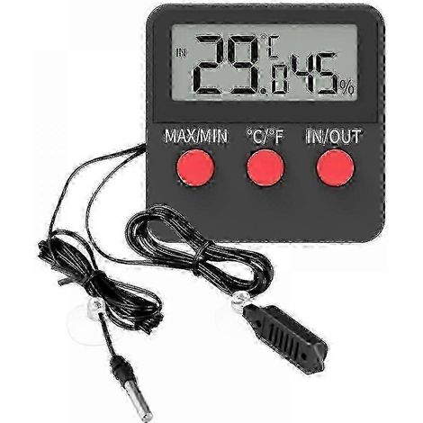 Thermomètre et hygromètre numériques pour reptiles avec sondes à distance, hygromètre pour terrarium, thermo-humidificateur, cage ou incubateur. (1/4)
