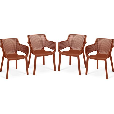 Keter Set x4 Silla de exterior de jardín Elisa Terra 61,5x53x78,4cm (1/3)