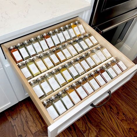 Organisateur Pour Tiroir D'Épices - Support Acrylique Transparent À Niveaux Inclinés - Pour Tiroirs De Cuisine - 4 Pièces